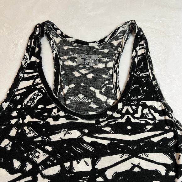 Converse One Star Scoop Neck Abstract Print Tank Size L Stretch Casual Summer - Picture 3 of 7
